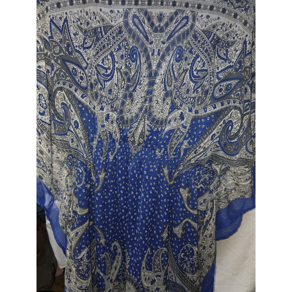 Mph Collection Kaftanmidi Lined. Blue And White Paisley.. Size XL - Picture 4 of 4